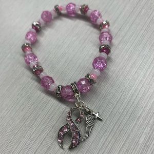 Breast Cancer Awareness pink stretch bracelet